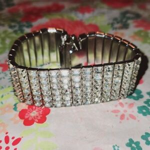 Stunning Encrusted Rhinestone Link Bracelet Hollywood Glam Bling Bling